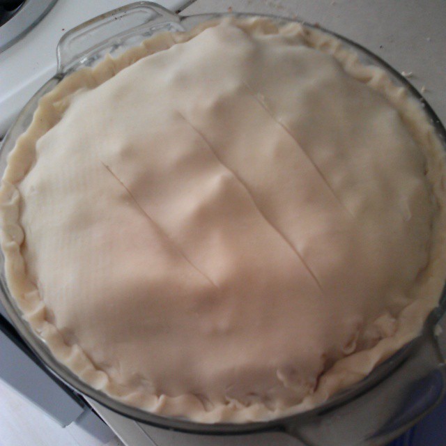 the top of an unbaked pie