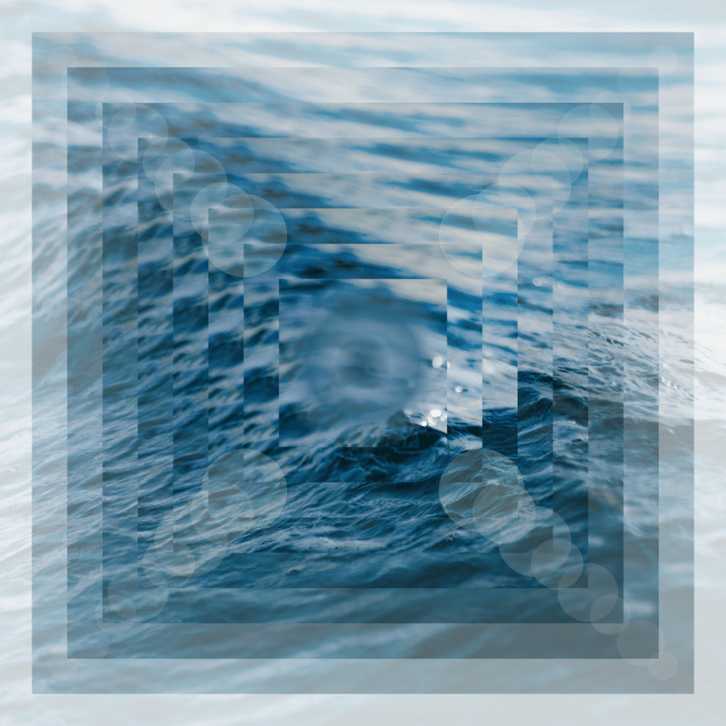 layered images of the ocean decreasing in size as they move towards the center.